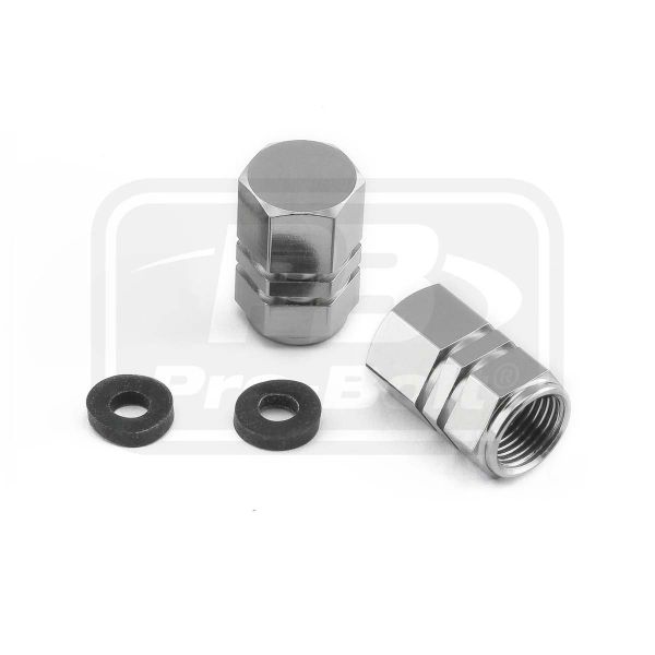 Titanium Dust Cap Hexagon To Fit Schrader Valves Pack x2