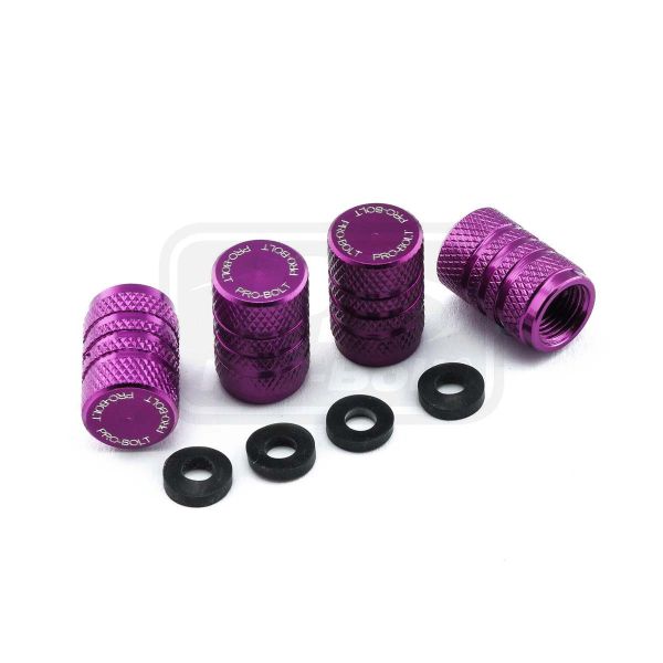 Aluminium Valve Dust Cap Pack x4 Purple Etched