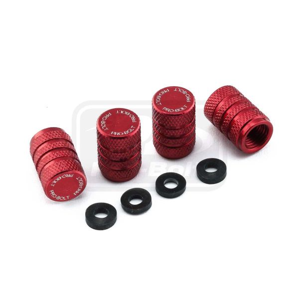 Aluminium Valve Dust Cap Pack x4 Red Etched