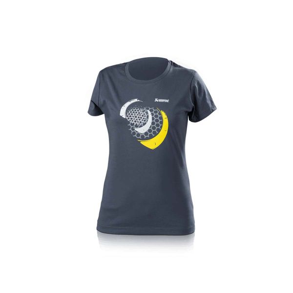 AKRAPOVIC OFFICIAL WOMAN BLUE GREY T-SHIRT CORPO MODEL WITH LOGO